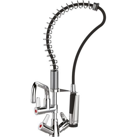 Grifo de cocina profesional mini de repisa con ducha y caño de llenado PRESTO Chef cromado (1/2)