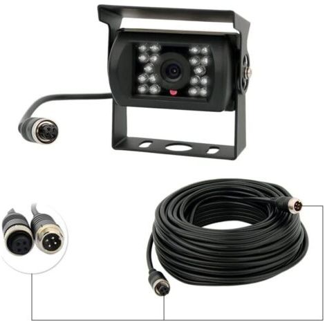 Caméra de recul 12 V-24 V 4 broches avec 18 LED IR, vision nocturne étanche, cable 4 broches pour voiture/bus/camion/remorque/caravane/camping-car (1/3)