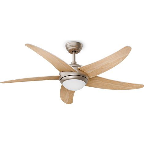 Klarstein Ventilador de techo Bolero con luz  132 cm  35 W  Funcionamiento silencioso  Madera