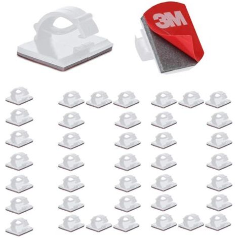 Lot de 100 clips câbles avec adhésif 3M – Rangement de cordons pour bureau, maison, voiture – Fixation stable sur surfaces lisses - 100PCS