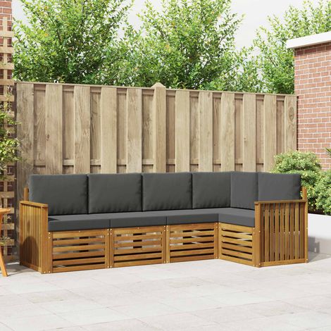 Ecksofa Set 5 pcs Natur und Anthrazit Massivholz Akazie