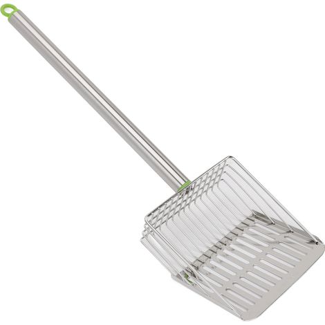 Pelle à litière à long manche en acier inoxydable antiadhésif, pour poules et chats (verte) (1/5)