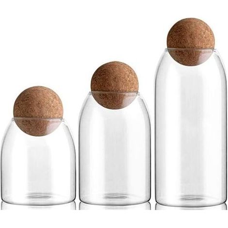 3 Pièces Bocaux en Verre avec Couvercle Bocaux De Rangement pour Cuisine Ensemble De Contenants avec Couvercles Contenants Hermétiques pour Pâtes, Farine, GardeManger, Céréales (1/3)