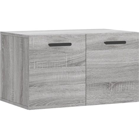 Armoire murale flottante fonction rangement déco 60 x 36 x 35 cm en bois d'ingénierie gris (1/5)