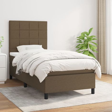 Boxspringbett mit Matratze Dunkelbraun 100x200 cm Stoff (1/5)