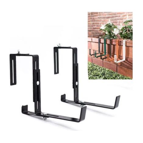 Support pour jardinière couleur anthracite Support de bac à fleurs robuste et réglable en largeur Accroche jardinière en métal pour le balcon (1/5)