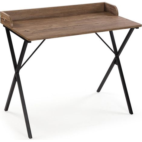 Versa Bureau Style Moderne Industriel, 79x90x50 cm (H,L,P), Bois MDF et Métal, Brun (1/2)