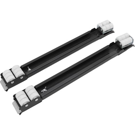 Roulettes extensibles robustes pour appareils électroménagers, supportant une charge de 300 kg, avec roulettes universelles pour lave-linge et meubles, noir. (1/5)
