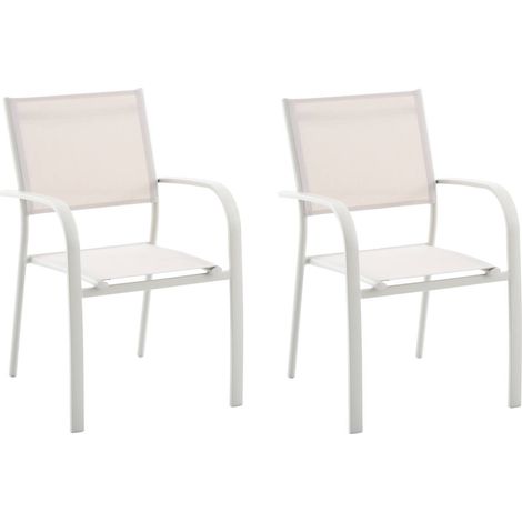 Lot de 2 fauteuils de jardin empilable alu Tosca Beige - Jardideco