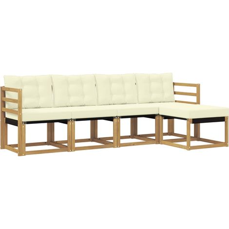 Set di divani da esterno 5 pz Bianco e Crema vidaXL