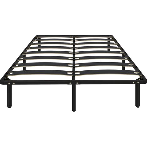 HOMCOM somier 160x200 cm, altura 26 cm, estructura de cama de plataforma de acero con espacio de almacenamiento debajo, fácil de montar, negro