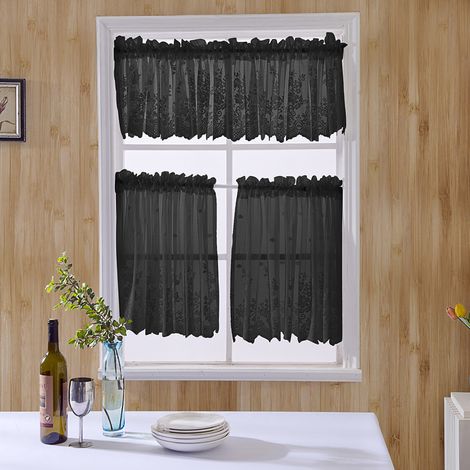 Rideau occultant en polyester pour cuisine et chambre, rideau café noir anti-lumière (1/4)