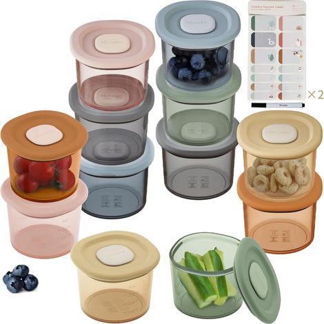 Petit Pot Conservation Bébé en Silicone, Lot de 12 Pots Bébé Repas 120ml, Pots de Conservation Hermétiques avec Graduation, Sans BPA, Résistent au Choc Thermique (1/5)