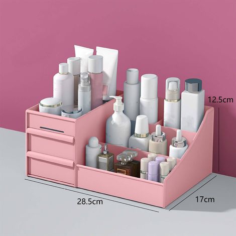 Kosmetikaufbewahrungsbox, Schubladentyp, Kunststoff, für Arbeitsplatten, Make-up- und Schmuckorganizer, Rosa (1/5)