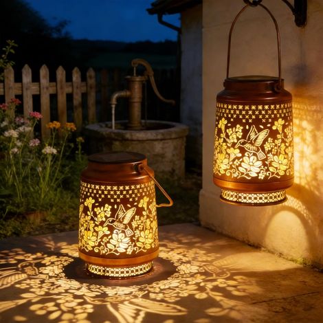 Lot De 2 Lanterne Solaire Colibri, Lanterne Solaire Exterieur, Ip65 Étanches Lanterne Solaires Colibri Portable Pour L'extérieur, Lanternes Solaires D'extérieur Étanches En Métal Pour Patio Jardin (1/5)