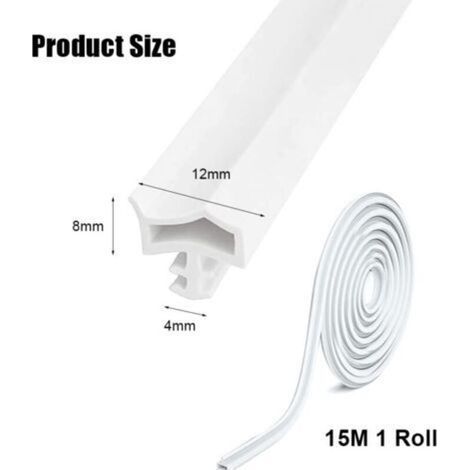 Joint de porte caoutchouc 15M – Largeur rainure 4mm – Profondeur rainure 7mm – Pliage rainure 12mm – Réduction bruit et poussière (1/3)