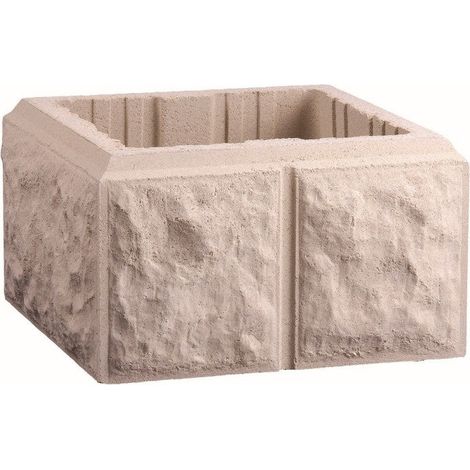 Pilar Loarre - textura labrada de piedra para cerramientos - 30 × 30 × 17,1 cm - Unidad - Blanco (1/5)