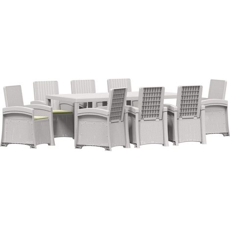 Maison Exclusive - Set da Pranzo per Giardino 9 pz Bianco e Crema PP (1/5)