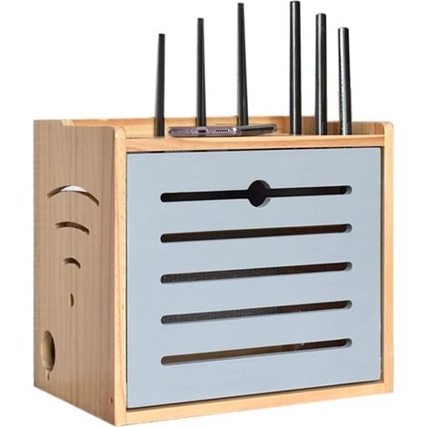 WiFi Routeur Boite, Boite Décodeur TV, Bois Massif Boîte de Rangement pour Câbles, Boite Rangement DVD, Grande Boîte Rangement pour Routeur WiFi, Télécommandes, Lecteurs DVD (1/5)