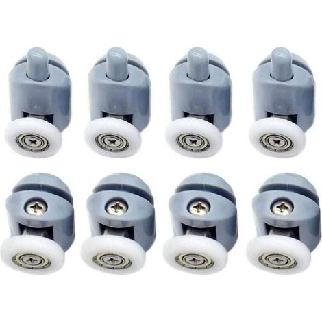 Ahlsen Roulettes pour Porte de Douche 8 pièces Galets de porte de douche Roulette Porte Coulissante Douche Roulettes Cabine de Douche pour Porte Douche Salle de Bain 25 mm (1/5)