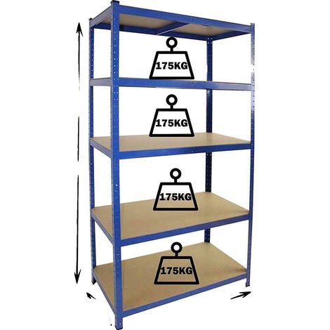 Étagère de rangement, 5 niveaux, conception robuste, 170x75x30cm-Bleu (1/2)