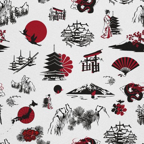 Telas decorativas para exteriores Oxford - motivos de vistas en miniatura japonesas (1/5)
