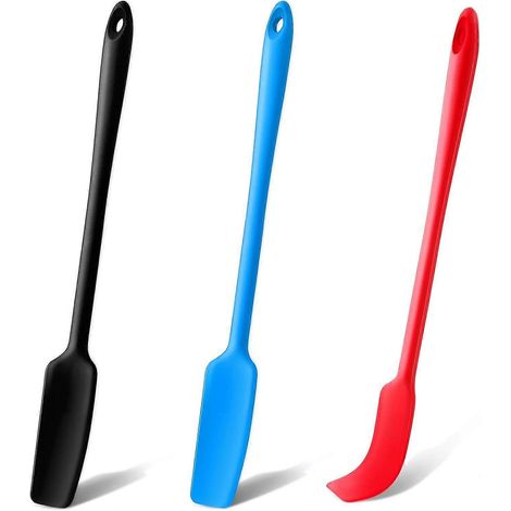 Mabor 3er-Set Silikon-Glasspatel mit langem Griff, Silikon-Glasschaber zum Backen und Kochen, antihaftbeschichtet, hitzebeständig, schmal, für Gläser, Buttergläser usw. (1/4)