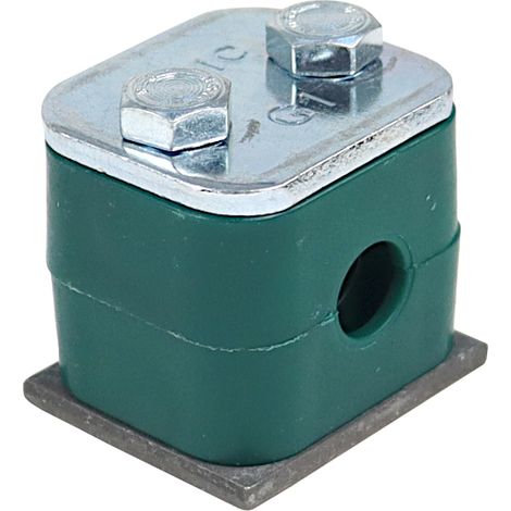 Supporto singolo in polipropilene per tubi e cavi di 10 mm di diametro, completo di viti a testa esagonale, DIN 3015 (1/4)