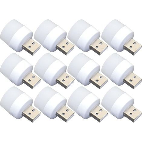 Mini Lumière de Nuit USB - 12pcs Plug-in Bulbes, Lumière blanc Portable pour Toilette, Cuisine, Couloir - Idéal pour Les Enfants (1/4)