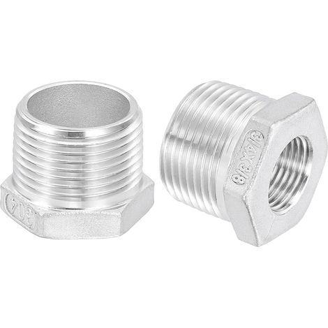 QUARKZMAN 1Pcs 34 Mâle à 38 Femelle NPT 304 Acier Inoxydable Réducteur Douille Hexagonale Raccord de Tuyau Coulé Réducteur pour systèmes industriels pétrolegaz eau CVC et plomberie (1/5)