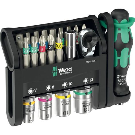 Set di Utensili Modulari Wera Tool-Check 1, Kit da 21 Pezzi per Manutenzione e Riparazioni