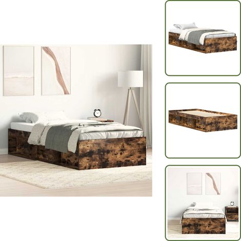 Cadre de lit sans matelas chêne fumé 90x190 cm - Cadre De Lit - Lit Double - Lit Design - Lit Moderne - Meuble Chambre (1/5)