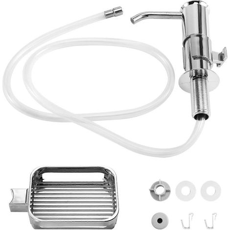Distributeur de savon pour évier de cuisine, pompe distributeur de savon intégrée avec porte-éponge et kit de tube d'extension pour installation sous plan de travail, A (1/5)