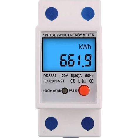 Single-phase electrical sub-meter, MID certified, 45A max modular, Single tariff, LCD display. (1/5)