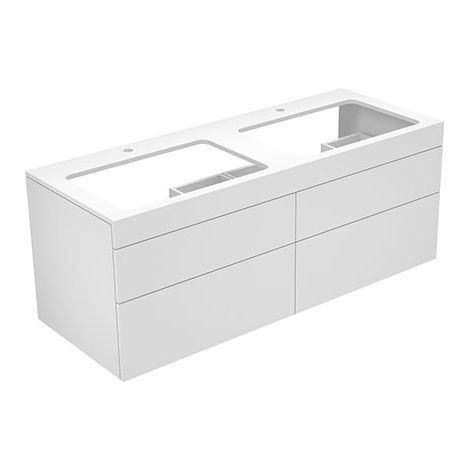 Keuco Edition 400 Vanity unit 31575, avec perçage de trou de robinet, 1400 x 546 x 535 mm, Corps/Avant: Blanc Struckturlack / Pétrole Verre brillant - 31575780100 (1/2)