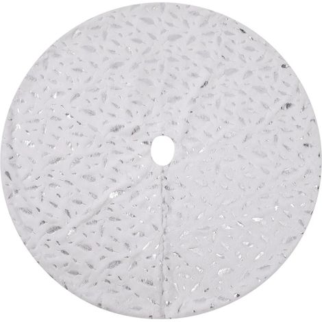 Tapis de sapin de Noël - Plumes colorées blanches, dorées et argentées (1/5)