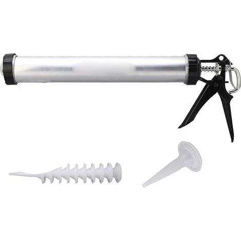 Caulking Gun 600ml Aluminium Tube Silicone Hand Caulking Tool with 10 Nozzles for Putty (1/5)