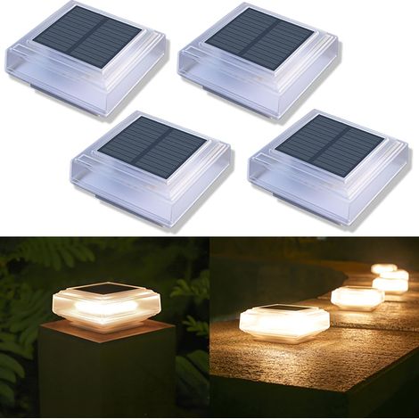 4 lampes solaires pour poteaux d'extérieur pour clôture, jardin ou terrasse, 30 lampes solaires à LED lumineuses, blanc chaud (1/5)