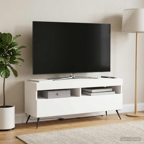 vidaXL Meuble TV LED Blanc Bois d'ingénierie (1/5)