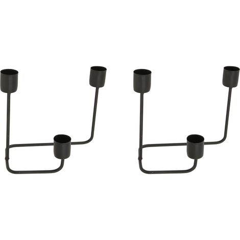 de 2 bougeoirs à 3 bras noirs style moderne et épuré pour (1/5)