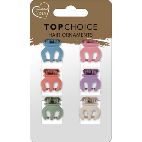 TOP CHOICE Haarspangen (20667) 1 Packung - 6 Stück - Mischung aus zwei Farbkombinationen