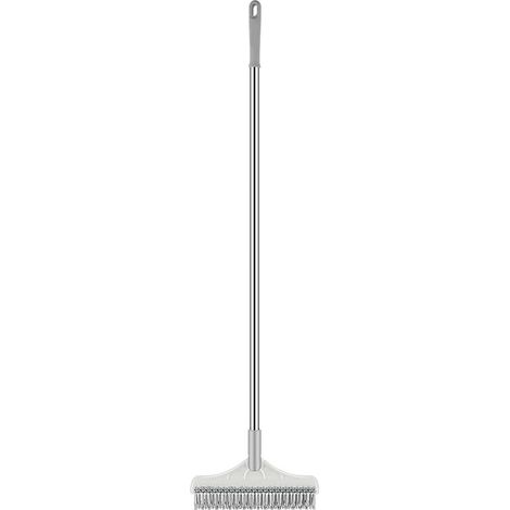 Brosse de sol double face plastique robuste pour carrelage salle de bain garage blanche grise nettoyage efficace sans effort (1/4)