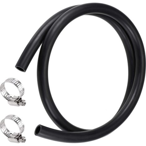Tuyau d'huile lubrifiante 10 mm DI 14 mm OD 1 m Tuyau d'eau en caoutchouc noir, 2 colliers de serrage (1/5)