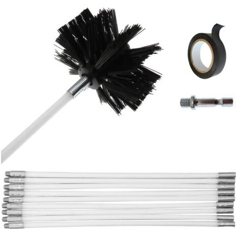 QORVA- Brosse de ramonage,12 brosses de nettoyage pour paroi interne de conduits de cheminée,pour conduits de sécheuse,tige de 16 pouces