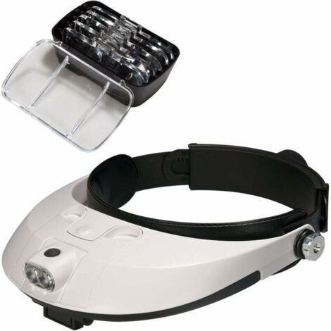Loupe de tête avec Lampe à Lampe LED Loupe à Lunette de loupe pour réparation, Bijouterie, Couture, Artisanat, Circuit de Surveillance (1/4)