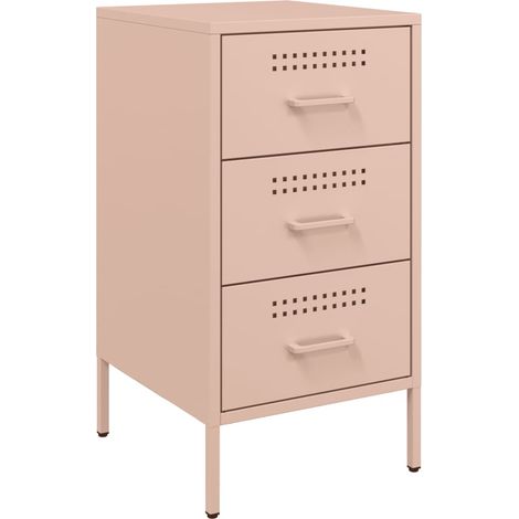 Maison Exclusive - Mesita de noche acero rosa 36x39x68 cm