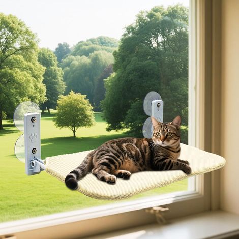 FLITI Leicht zusammenklappbarer Katzenfensterplatz, kabellose Hängematte, faltbares Katzenbett mit Reißverschluss, maschinenwaschbarer Sitz, stabiler Metallrahmen für große Katzen und Kätzchen (Netzge (1/4)