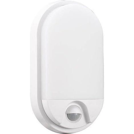 Applique murale ovale LED 15 W 4000 K avec détecteur de mouvement, idéale pour l'éclairage extérieur et la sécurité dans les espaces.