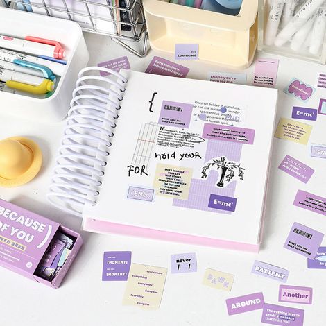 Das Sticker-Set „infeelme“, eine Reihe von Wortauswahlmöglichkeiten, eignet sich zum Erstellen von dekorativen Stickern und zum Führen eines Tagebuchs und enthält 100 Bögen mit Penglai Purple Smoke-St (1/5)