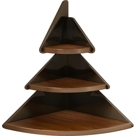 Étagère d’angle à 3 niveaux pour tasses à café, design sapin de Noël, en acrylique et bois, pour cuisine et bureau (1/5)